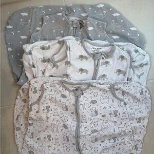 Adorable Animal Print Sleep Sacks - Gray and White - 3 pack